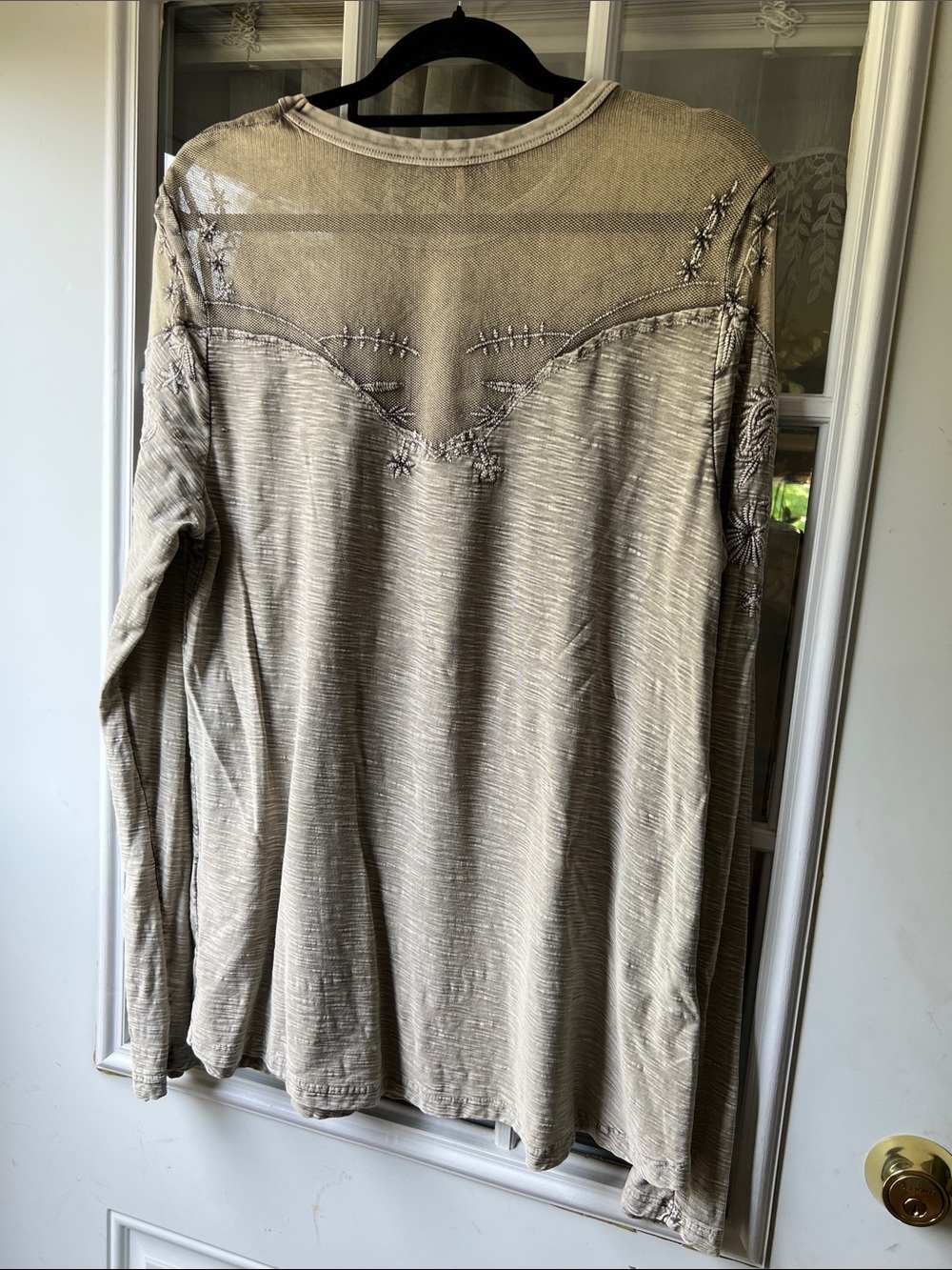 Free People Olive-Taupe Embroidered Long Sleeve Tunic - Picture 2 of 6